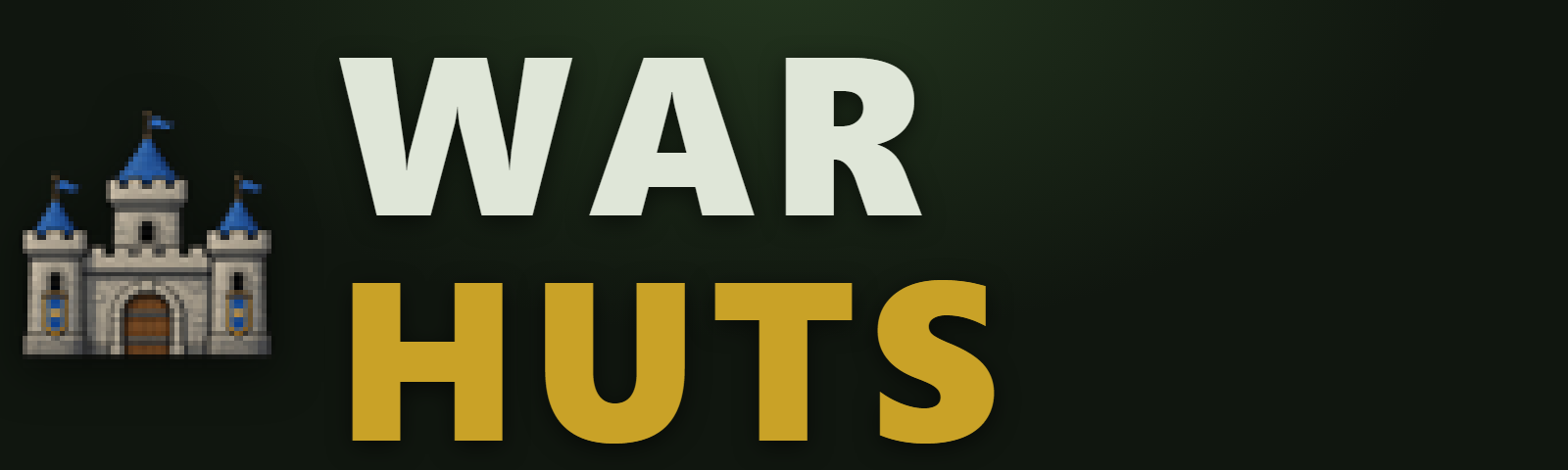 Logo de War Huts sobre fundo escuro